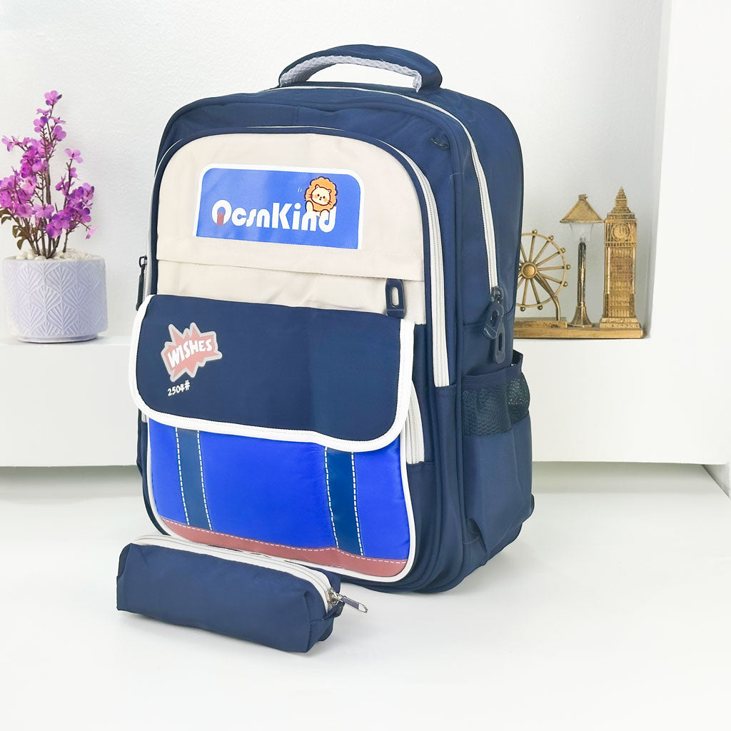 Sac à Dos pour Enfants avec Trousse Assortie 2504 Bleu Nuit – حقيبة ظهر مدرسية للأطفال مع مقلمة أزرق غامق تنزوت