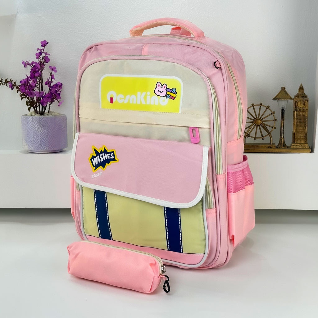 Sac à Dos pour Enfants avec Trousse Assortie 2504 Rose – حقيبة ظهر مدرسية للأطفال مع مقلمة وردي تنزوت
