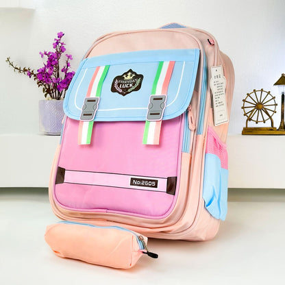 Sac à Dos pour Enfants avec Trousse Assortie 2605 Rose – حقيبة ظهر مدرسية للأطفال مع مقلمة وردي تنزوت