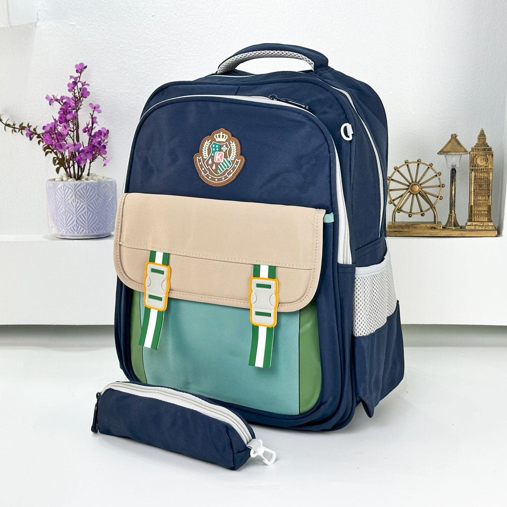 Sac à Dos pour Enfants avec Trousse Assortie KBAG Bleu Nuit V1 – حقيبة ظهر مدرسية للأطفال مع مقلمة أزرق ليلي تنزوت