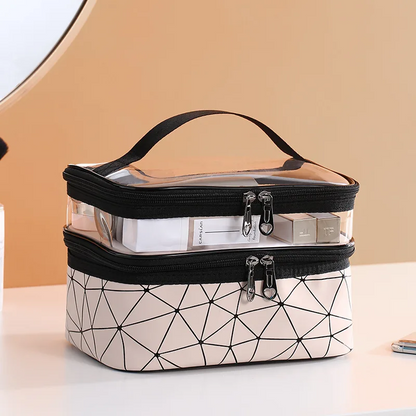 Trousse de maquillage et cosmétiques double couche étanche V1 تنزوت