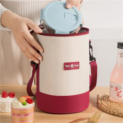 Sac à Lunch cylindrique Thermiques fourre-tout rond en aluminium تنزوت