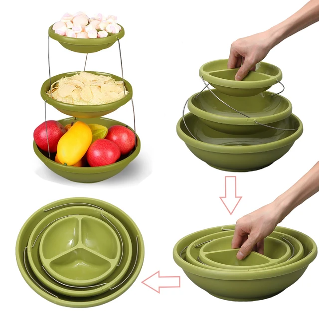 Bol torsadé pliable à 3 niveaux pour les trempettes et les bonbons تنزوت