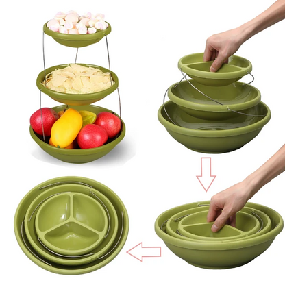 Bol torsadé pliable à 3 niveaux pour les trempettes et les bonbons تنزوت