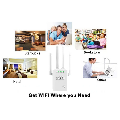 300M Wifi routeur sans fil répéteur 2.4G répéteur de Signal Extender 4 antenne routeur amplificateur de Signal pour la maison - تنزوت