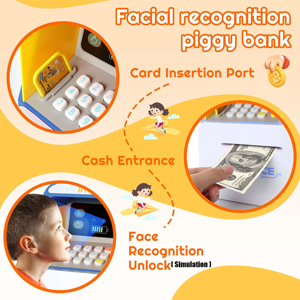 Tirelire avec carte bancaire personnelle pour enfants – حصالة أموال للأطفال تنزوت