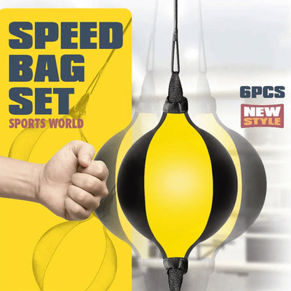 Ensemble Sac de Boxe Speed Bag SET 6Pcs pour l’entrainement à domicile – طقم كرة البوكس قابلة للإرتداد - تنزوت
