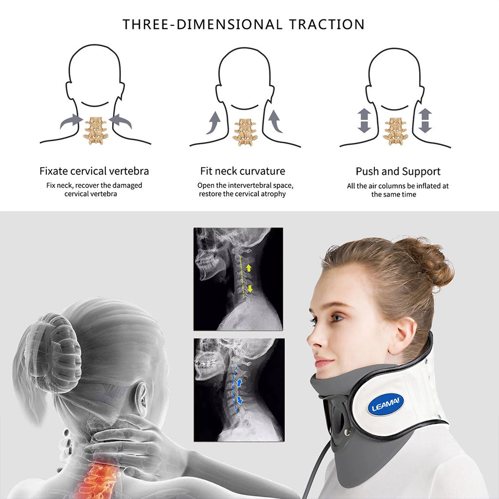 STARICARE Civière de cou gonflable et rétracteur de traction cervicale avec pompe – أداة تصحيح وضعية العنق تنزوت