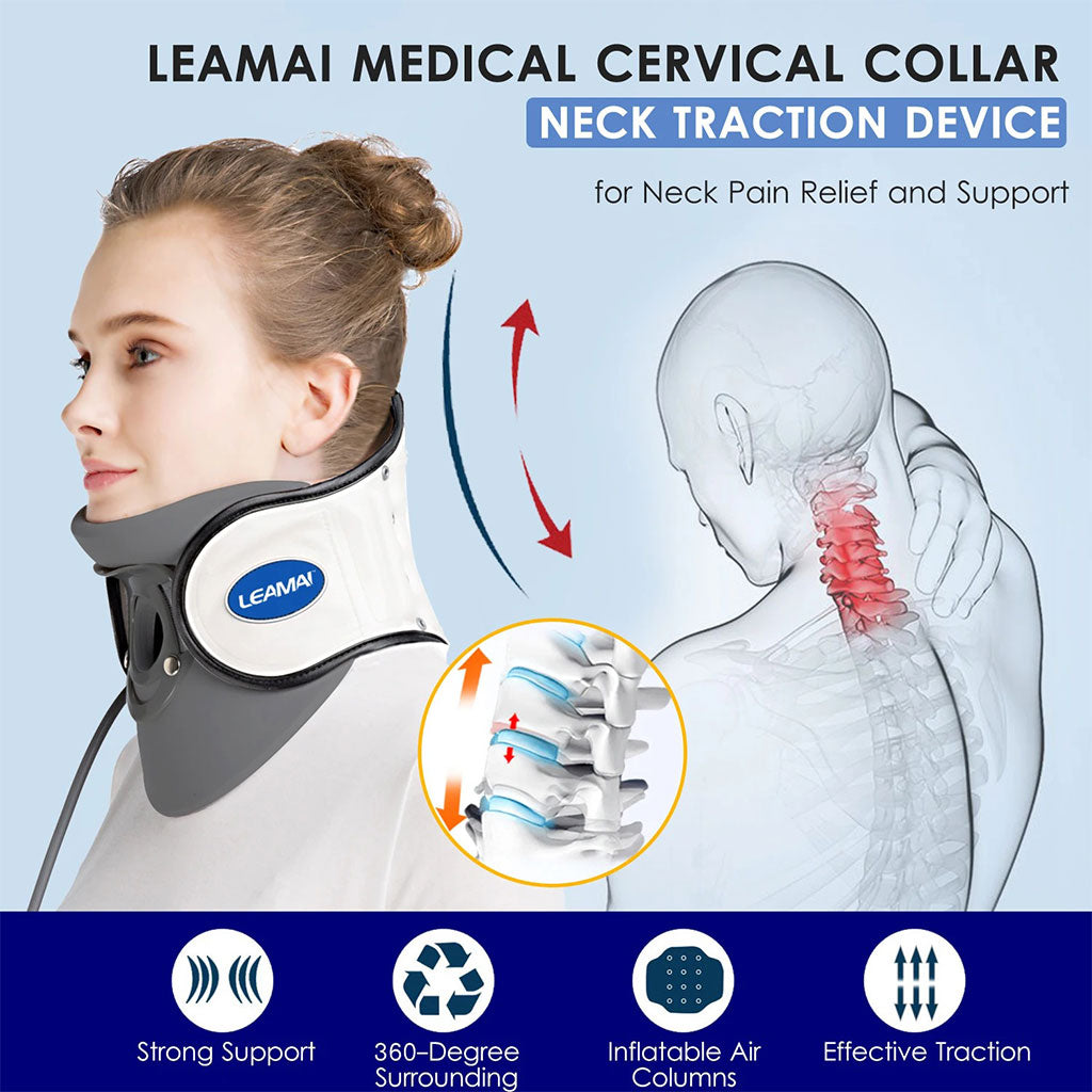 STARICARE Civière de cou gonflable et rétracteur de traction cervicale avec pompe – أداة تصحيح وضعية العنق تنزوت