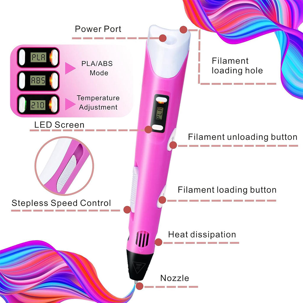 Stylo 3D Graffiti pour Enfants avec Recharges de Filament – قلم رسم ثلاثي الأبعاد للأطفال تنزوت