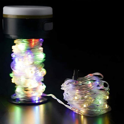 Lampe de Camping Enroulable avec Guirlande Lumineuse 10m – مصباح تخييم محمول وقابل للشحن تنزوت