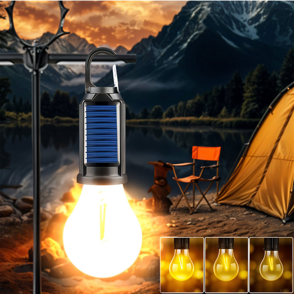 Pack X2 Lampe de Camping Solaire étanche et Rechargeable 3 modes d’éclairage T01-B – مصباح محمول بالطاقة الشمسية تنزوت