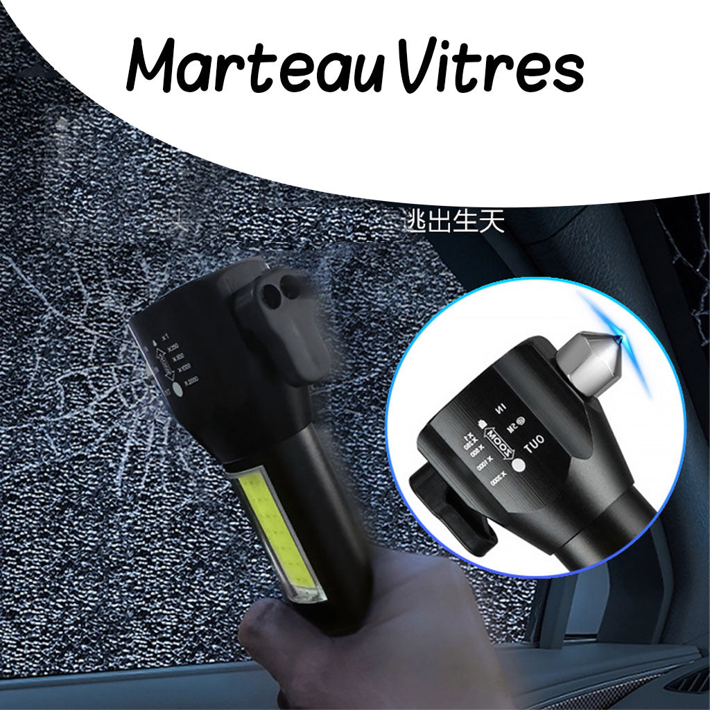 Lampe de poche rechargeable à LED avec brise vitre intégré - 300 Lumens - تنزوت