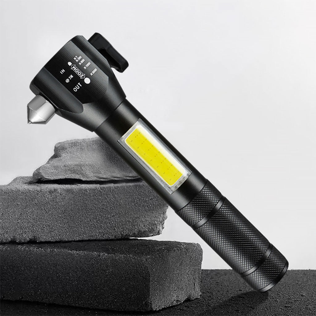 Lampe de poche rechargeable à LED avec brise vitre intégré - 300 Lumens - تنزوت
