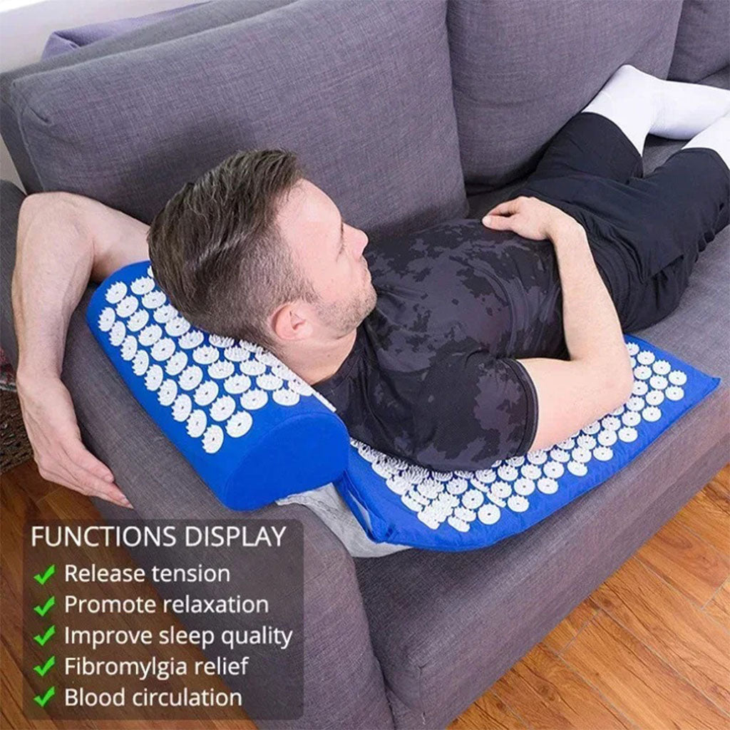 Coussin et Tapis Massage en Polymère d’acupression avec Sac de Rangement – بساط تدليك مع وسادة وحقيبة متنقلة تنزوت