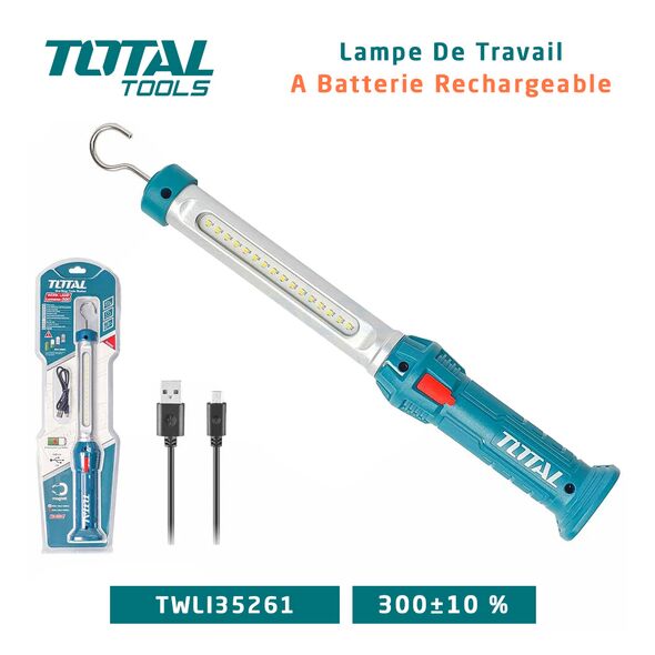 Lampe De Travail TOTAL Rechargeable Avec Base Magnétique TWL3606LI - تنزوت