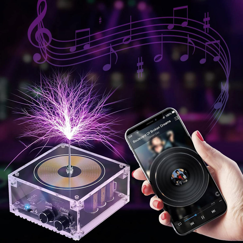 Bluetooth Mini Music Tesla Coil Kit,10 Cm Solid State Touchable Artificial Lightning - تنزوت