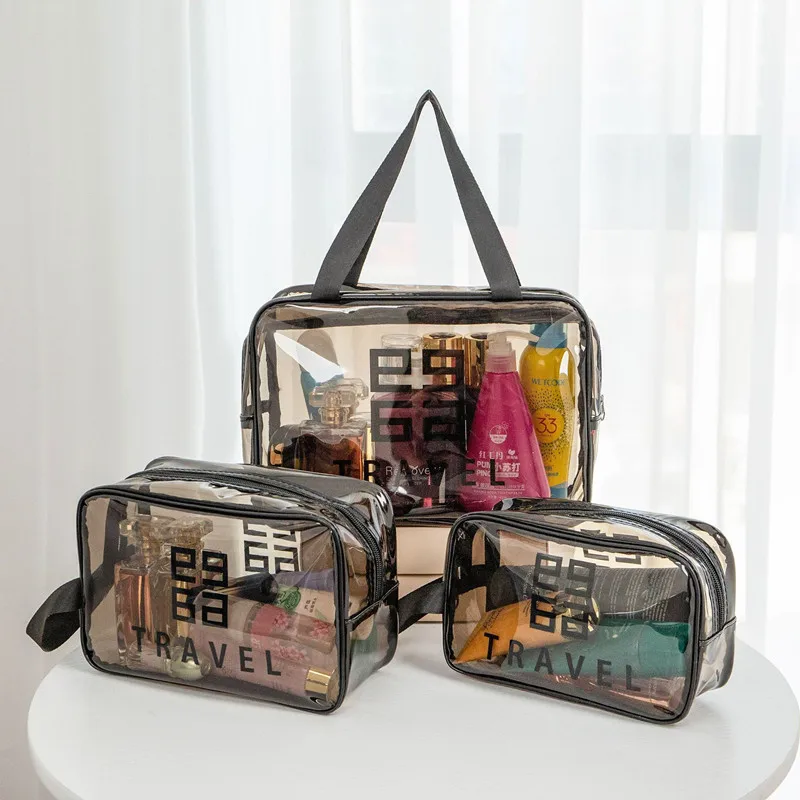 Pack 3 Pcs Sacs de toillete trousse à cosmétiques, trousse de maquillage, trousse de toilette étanche V2 تنزوت