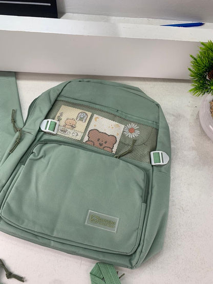 Ensemble de sacs d’école Kawai pour adolescents 4Pcs Guiyu V4 Vert – محفظة 4 قطع كاواي أخضر تنزوت