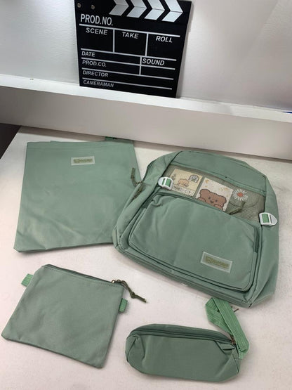 Ensemble de sacs d’école Kawai pour adolescents 4Pcs Guiyu V4 Vert – محفظة 4 قطع كاواي أخضر تنزوت