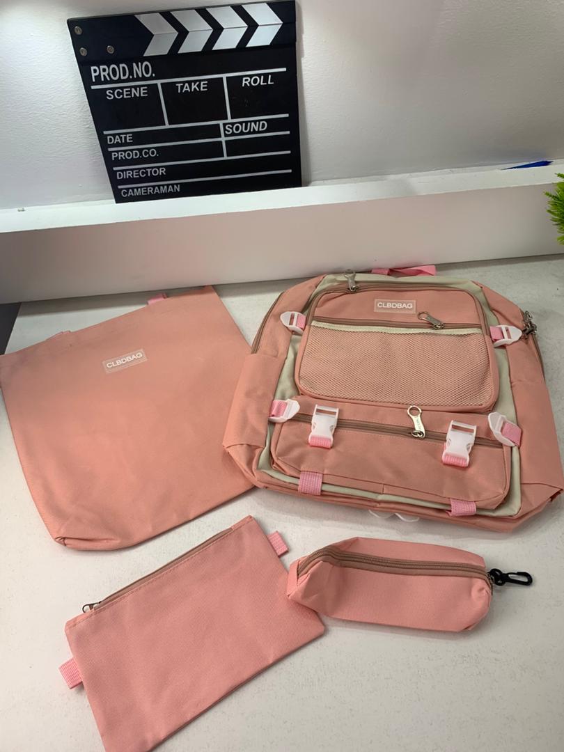Ensemble de sacs d’école Kawai pour adolescents 4Pcs V3 CLBD Rose – محفظة 4 قطع كاواي وردي تنزوت