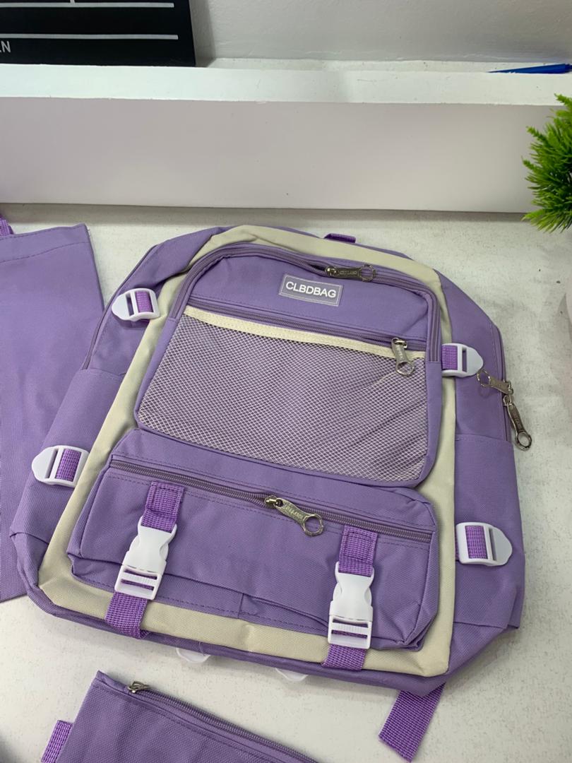 Ensemble de sacs d’école Kawai pour adolescents 4Pcs V3 CLBD Mauve – محفظة 4 قطع كاواي بنفسجي تنزوت