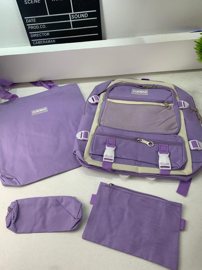 Ensemble de sacs d’école Kawai pour adolescents 4Pcs V3 CLBD Mauve – محفظة 4 قطع كاواي بنفسجي تنزوت