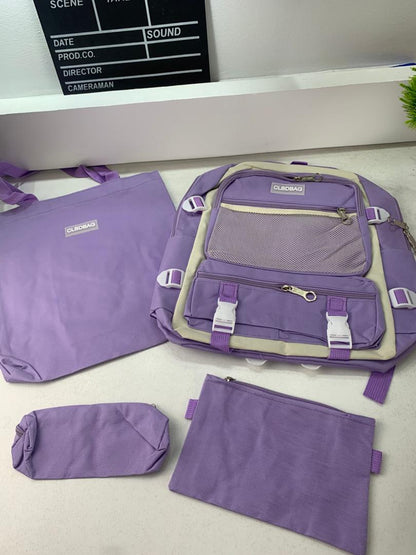 Ensemble de sacs d’école Kawai pour adolescents 4Pcs V3 CLBD Mauve – محفظة 4 قطع كاواي بنفسجي تنزوت