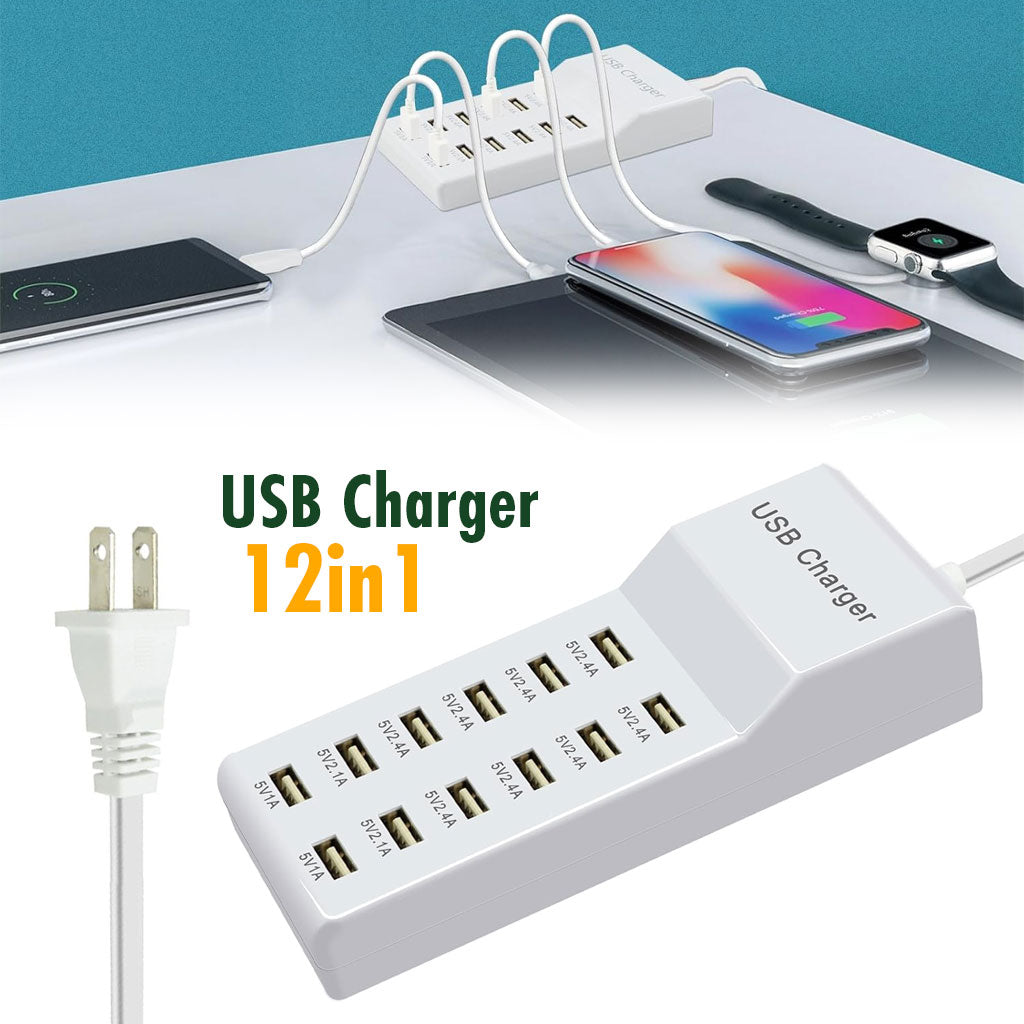 Station de charge USB avec multiprise 12 ports charge rapide – مقبس طاقة متعدد المنافذ - تنزوت