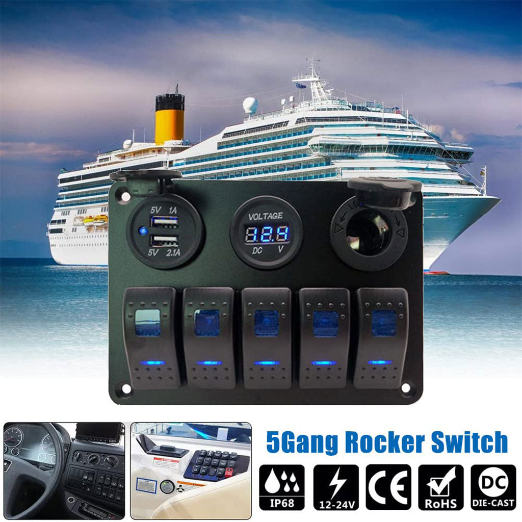 Panneau de commande 12 V pour Bateau avec Affichage de Voltage – لوحة تحكم تنزوت