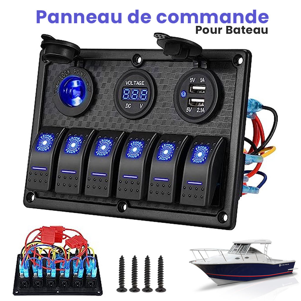 Panneau de commande 12 V pour Bateau avec Affichage de Voltage – لوحة تحكم تنزوت