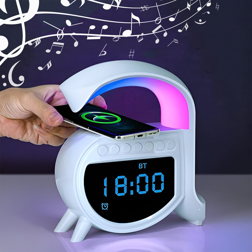 Réveil et Haut-parleur Bluetooth RGB intelligente type Big G Wireless Charger V5 - تنزوت