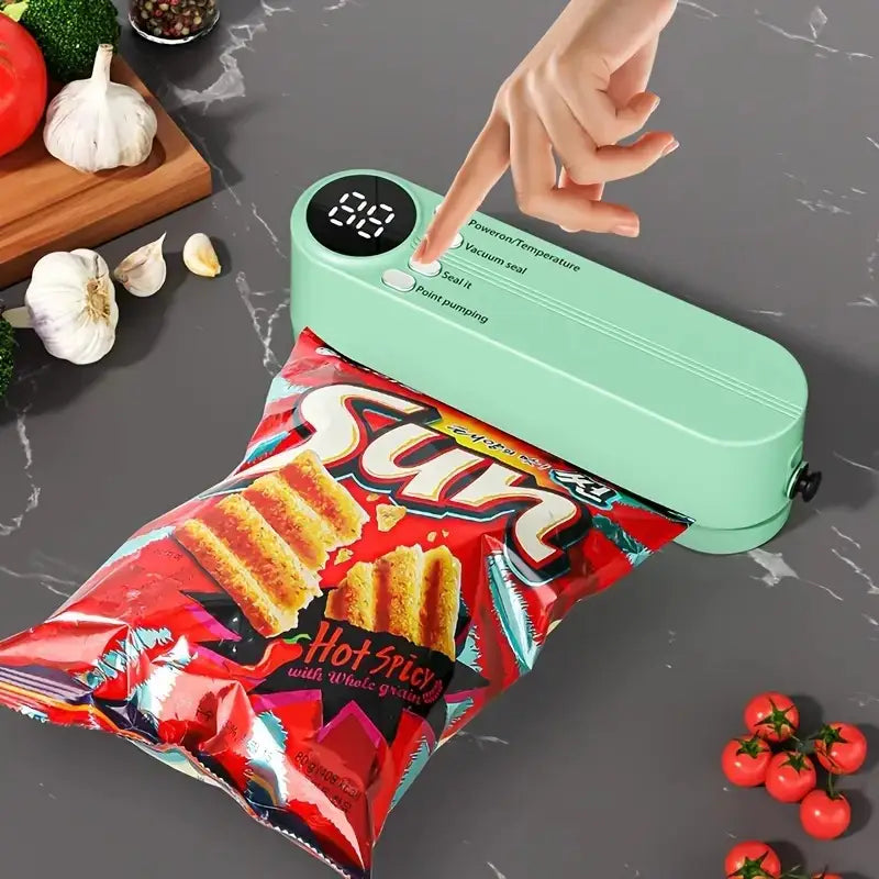 Mini scelleuse sous vide et Extracteur d’air portable 60 kPa avec 3 niveaux de température – جهاز تفريغ الهواء وغلق الأكياس - تنزوت