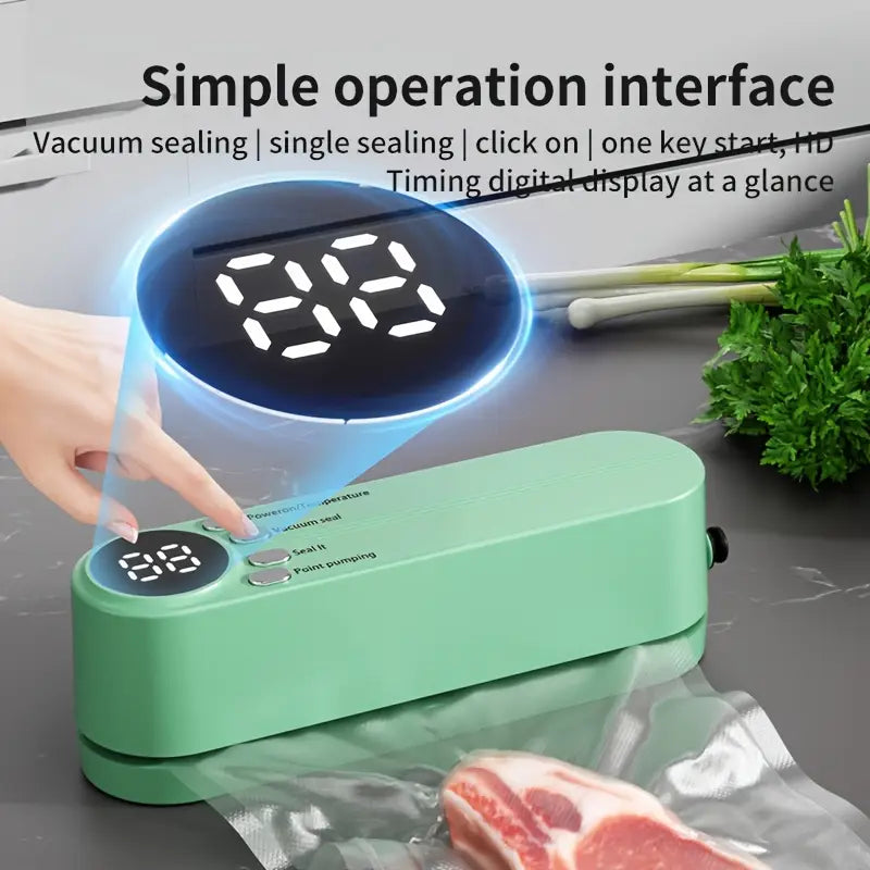 Mini scelleuse sous vide et Extracteur d’air portable 60 kPa avec 3 niveaux de température – جهاز تفريغ الهواء وغلق الأكياس - تنزوت