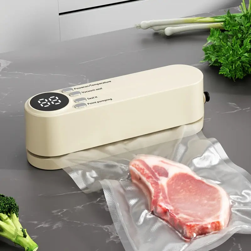 Mini scelleuse sous vide et Extracteur d’air portable 60 kPa avec 3 niveaux de température – جهاز تفريغ الهواء وغلق الأكياس - تنزوت