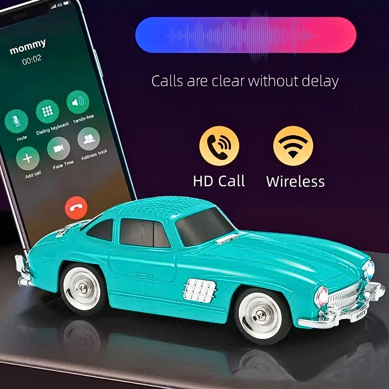 Haut-parleur audio Bluetooth sans fil En forme de Voiture Vintage , Carte mémoire , appels , AUX , Clé USB , FM RADIO تنزوت