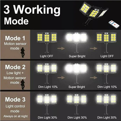 Lampes Solaires Extérieure Super lumineuse avec 3 Panneaux 800LED et Télécommande – مصباح خارجي بالطاقة الشمسية مع يد تحكم تنزوت