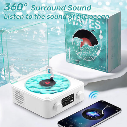 Lecteur Vinyle Sans Fil Bluetooth avec Effet Lumineux RVB – مكبر صوت بلوتوث تنزوت