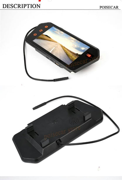 Rétroviseur de voiture écran LCD 7 pouces bluetooth, température - تنزوت