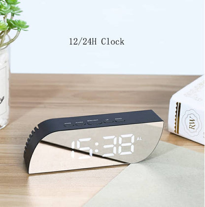 Réveil numérique intelligent horloge à affichage numérique miroir avec lumière LED - تنزوت
