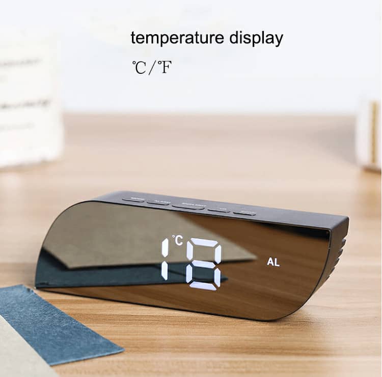 Réveil numérique intelligent horloge à affichage numérique miroir avec lumière LED - تنزوت