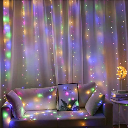 Rideau Lumineux 3\3 M 220 V pour la décoration extérieure Et des fêtes à la maison تنزوت
