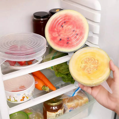 6 couvercles en silicone, extensibles, réutilisables, hermétiques, pour conservation des aliments, pour micro-ondes, pour la cuisine تنزوت