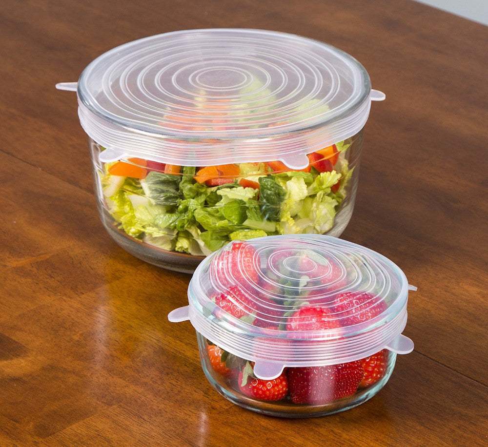 6 couvercles en silicone, extensibles, réutilisables, hermétiques, pour conservation des aliments, pour micro-ondes, pour la cuisine تنزوت