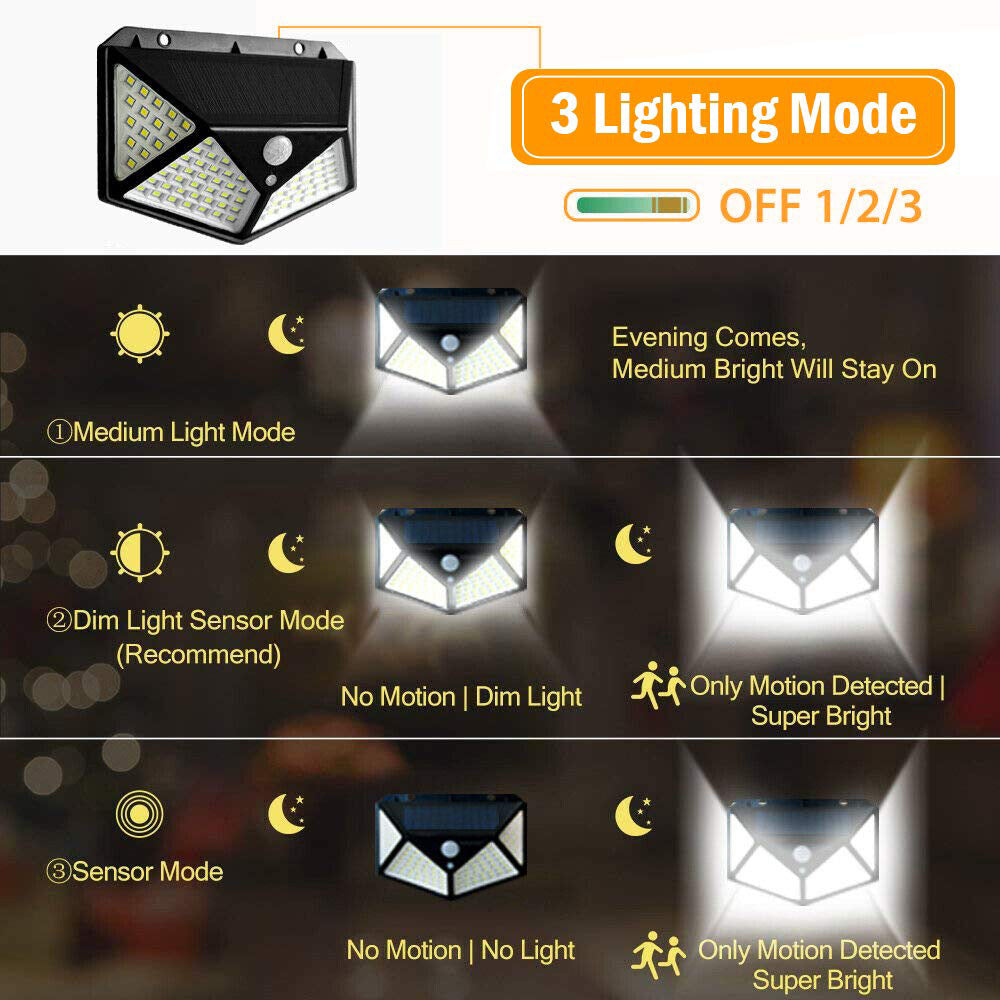 Lampe solaire d'extérieur à 158 LED avec détecteur de mouvement imperméable 3 modes d'éclairage idéal pour un jardin - تنزوت