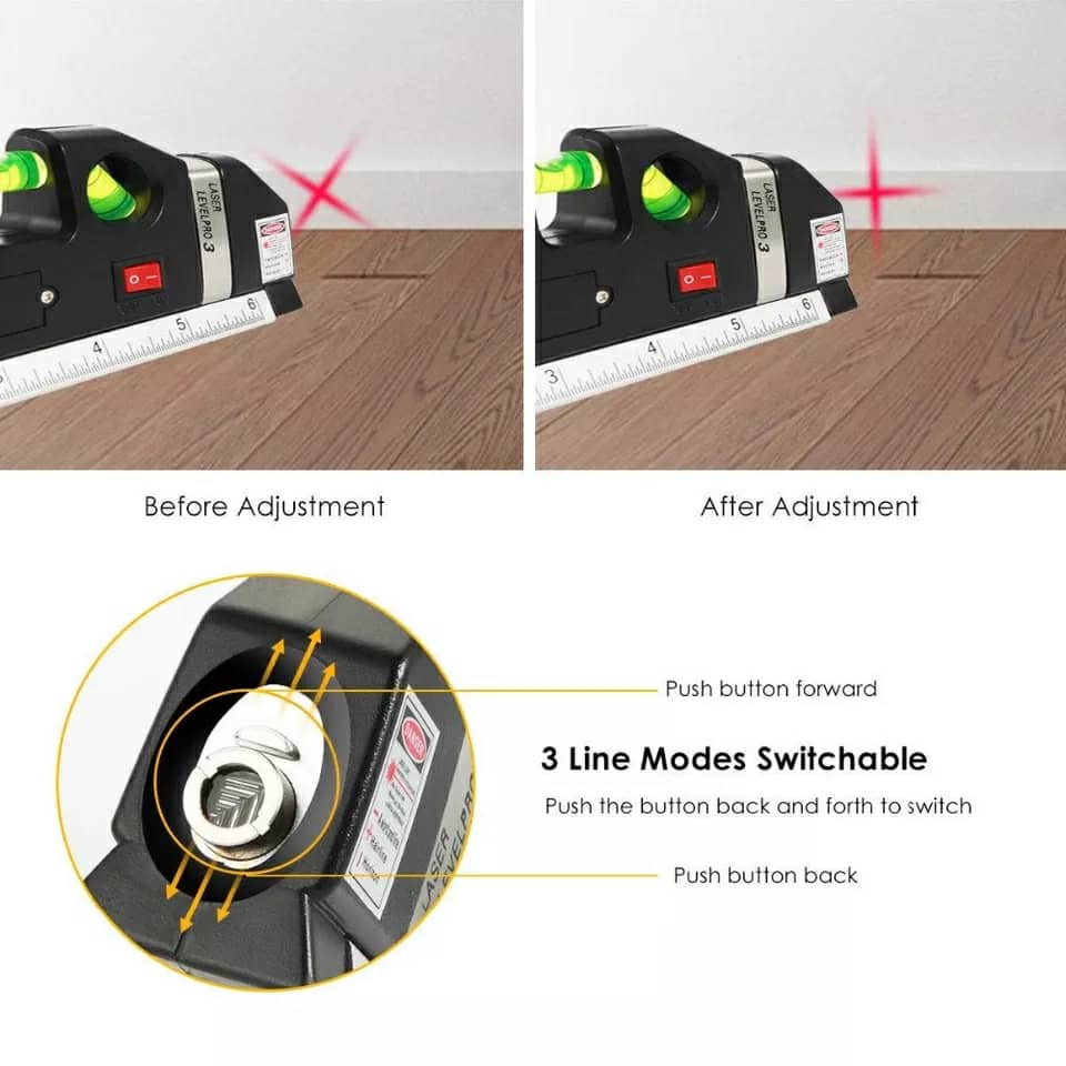Niveau Laser 4en1 Fixit Level pro 3 Outil de musure Polyvalent Ruban De 8 Pieds تنزوت