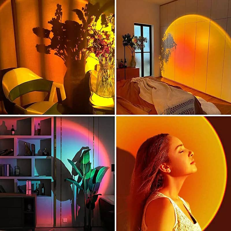 Projecteur de coucher de soleil rotatif à 180 ° USB décoration murale - تنزوت