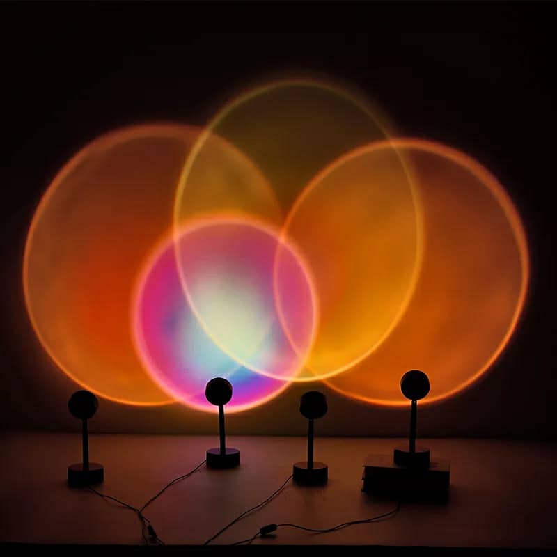 Projecteur de coucher de soleil rotatif à 180 ° USB décoration murale - تنزوت