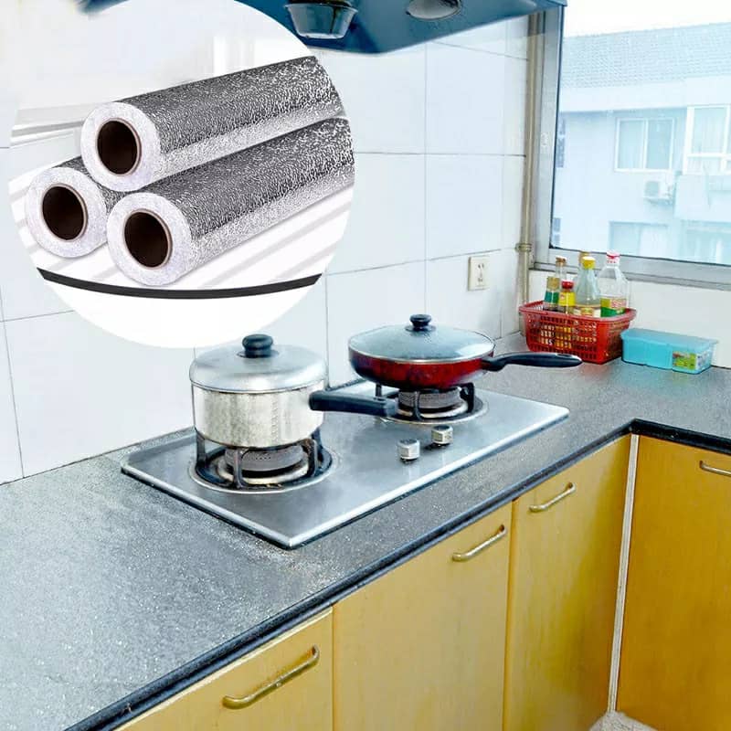 Autocollant d'aluminium auto-adhésif 5M Anti-l'huile pour cuisine تنزوت