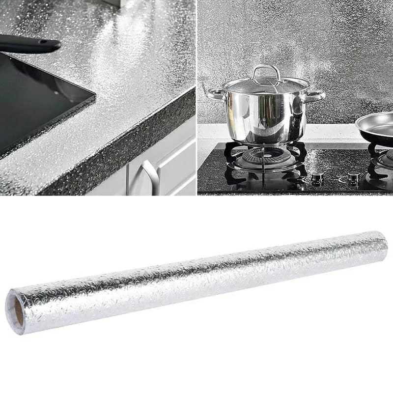 Autocollant d'aluminium auto-adhésif 5M Anti-l'huile pour cuisine تنزوت